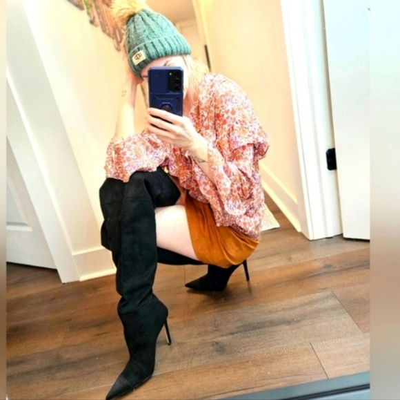 Good American The Weekend Black Suede Over The Knee Boot Size 9 - Picture 13 of 14